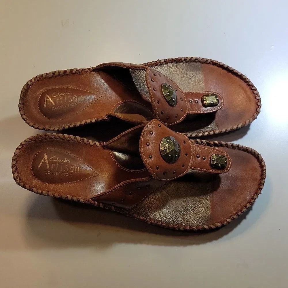 CLARKS ARTISAN COLLECTION WEDGE THONG SANDAL - Picture 8 of 13